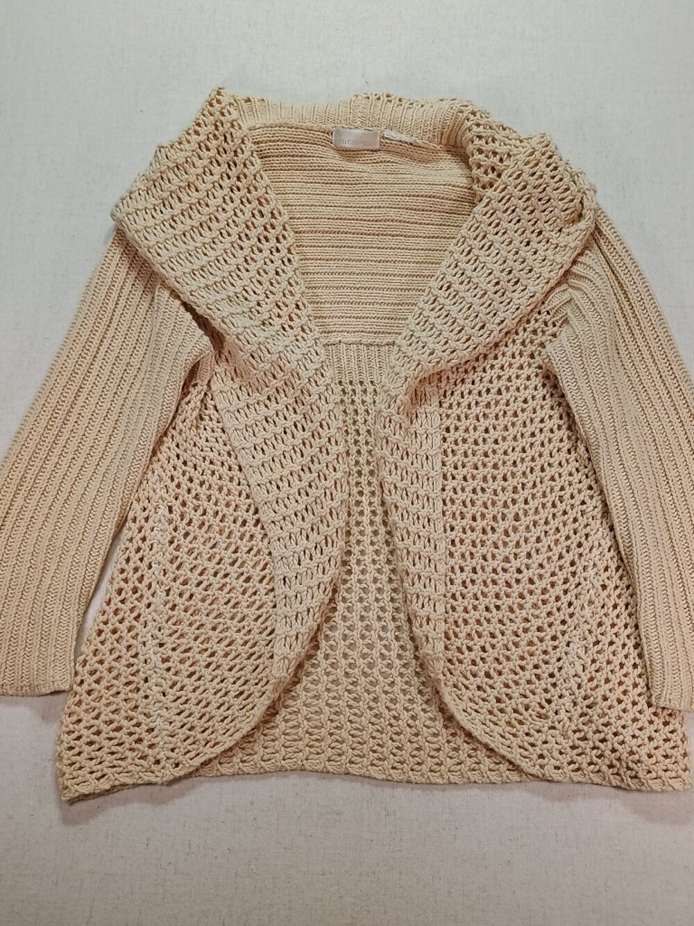 Whitewash Cream Crochet Look Boho Cocoon Cardigan, Chunky Cotton Blend